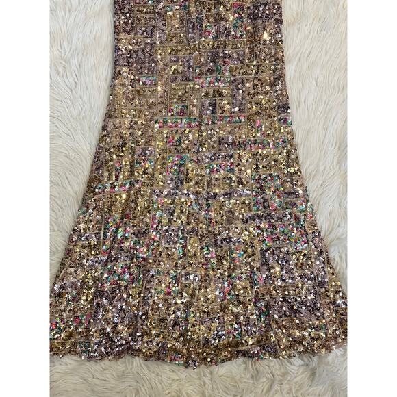 Dress The Population Tori Sequin Mermaid Gown Sweetheart Slit Formal Maxi Dress - Picture 14 of 16